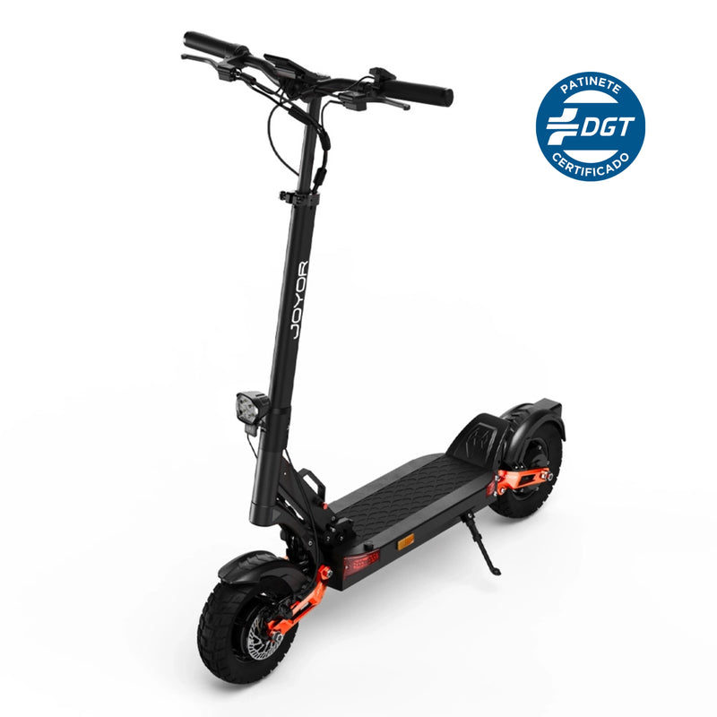 Bild in der Galerieansicht laden, Perfil completo del patinete eléctrico JOYOR T-PRO DGT mostrando estructura y diseño