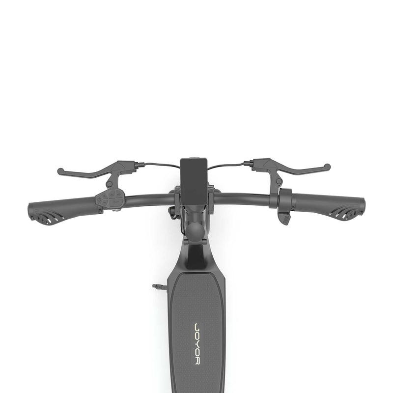 Load image into Gallery viewer, Top view of the Joyor C10-E ABE electric scooter handlebar, showcasing the display, controls, and ergonomic design for a comfortable ride