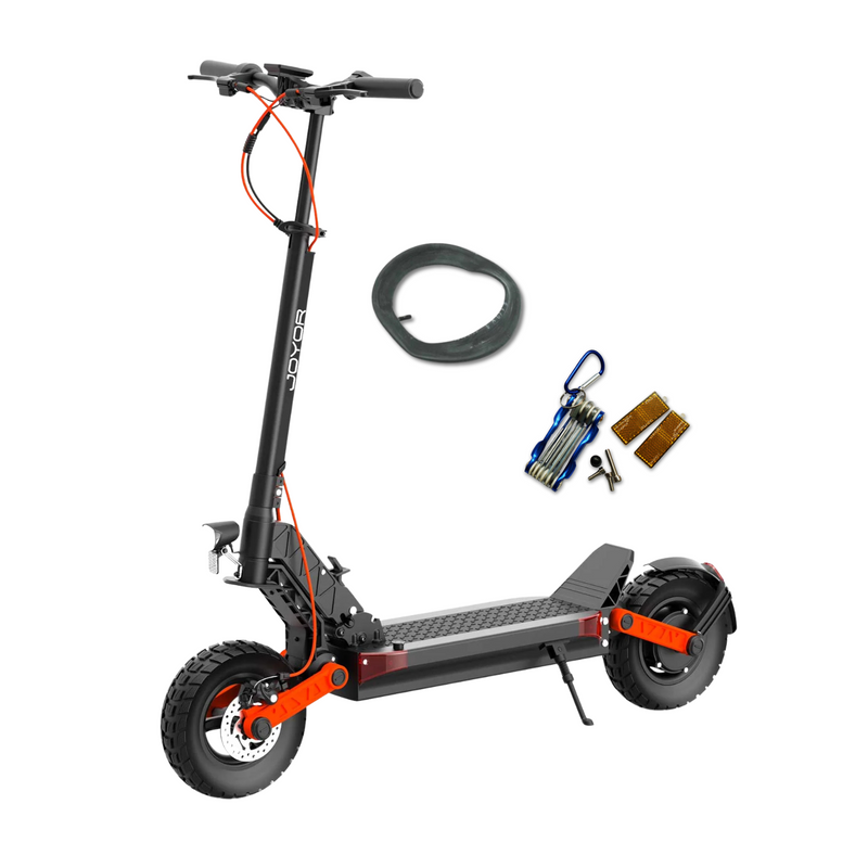 Load image into Gallery viewer, Electric scooter with helmet, keychain, and other accessories on a white background