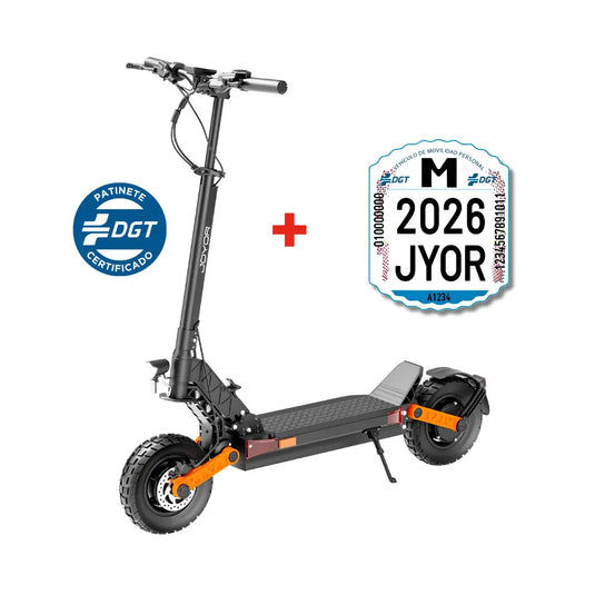 JOYOR S-PRO DGT electric scooter with dual motor, up to 90 km range and DGT registration plate included in the pack.