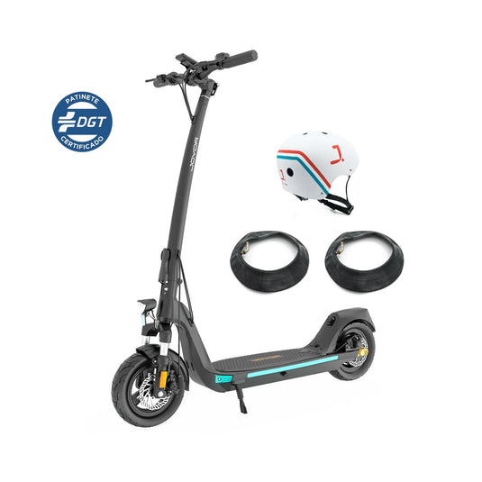 Patinete Joyor D10 DGT homologado con accesorios, casco y cámaras de aire
