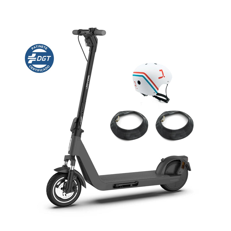 Cargue la imagen en el visor de la galería, Patinete eléctrico Joyor LiteGo 650W con certificación DGT y accesorios de casco y dos cámaras interiores
