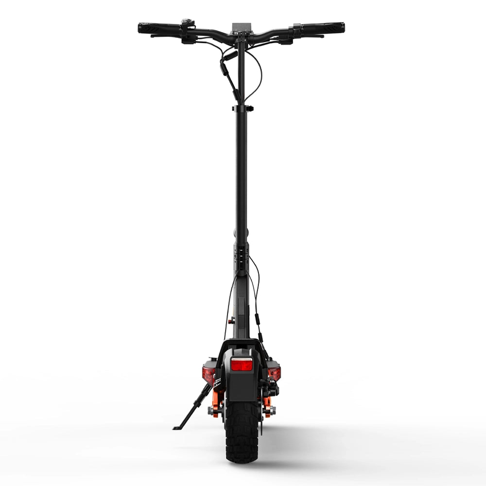 Vista trasera del patinete eléctrico JOYOR T-PRO DGT con sistema de iluminación