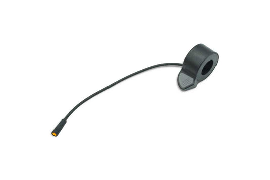 Acceleration lever with cable for electric scooter, primarily black in color.