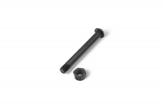 A black screw for folding base of an electric scooter, isolated on a white background.