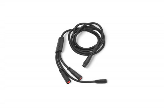 A set of black joined cables for an electric scooter, with connectors at each end.