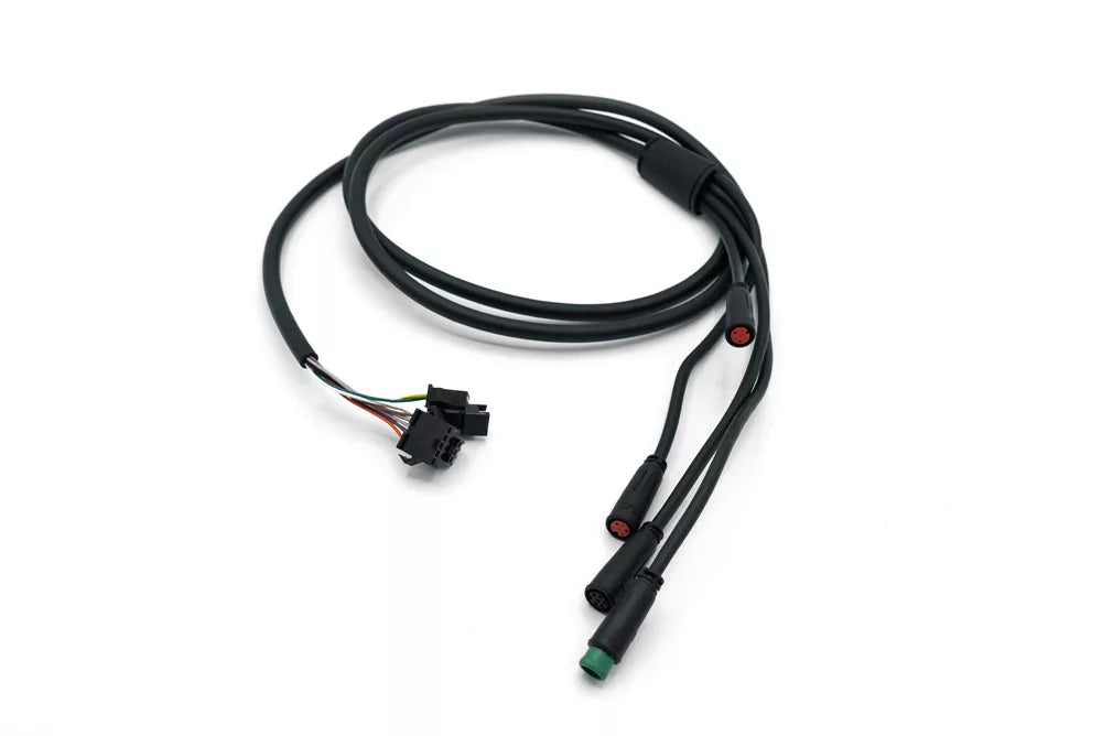 A set of black joined cables with green and red connectors for electric scooters Joyor Y5S / Y10.
