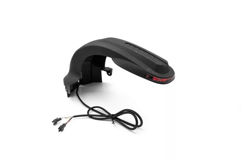 Carregar imagem no visualizador da Galeria, Black rear mudguard with integrated light for Joyor Y5S / Y10 electric scooter, displayed on a white background.
