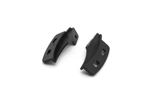 Two black plastic front mudguard support brackets for Joyor electric scooters, model Y5S / Y8S / Y10.