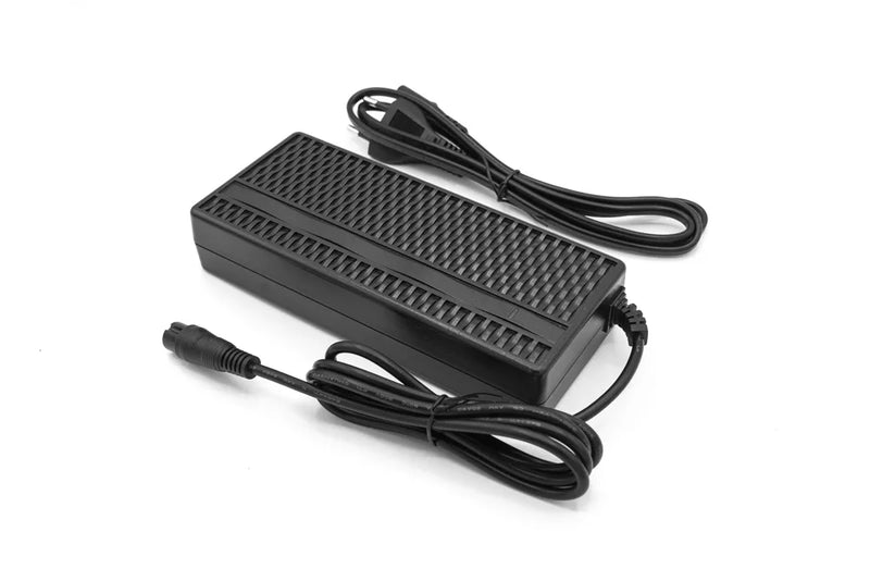 Load image into Gallery viewer, A black electric scooter charger with a power cable and a 3-pin terminal.
