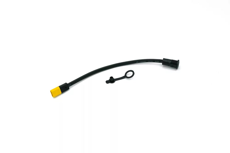 Charger l'image dans le visualiseur de la galerie, Charging port short for Joyor electric scooters, consisting of a black cable with a connector and a yellow cap, alongside a securing clip.
