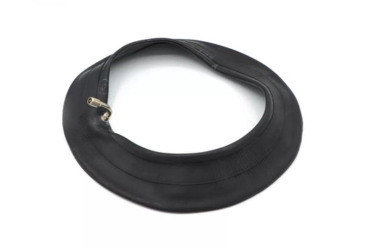 A black inner tube for a city electric scooter, showing the inner side with the valve hole.