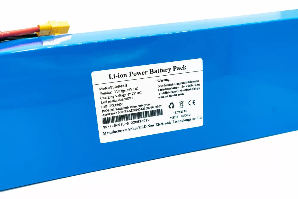 Technical Specifications of Joyor S10-S battery 60V 18Ah