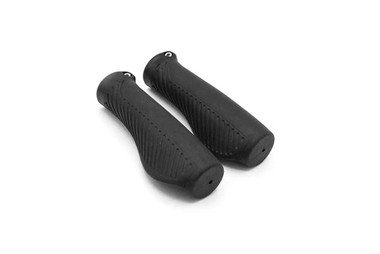 A pair of black handle covers for Joyor scooters.